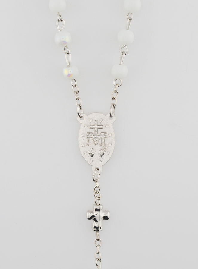 Chapelet Médaille Miraculeuse Perles Chromées - Blanc (pic 4)