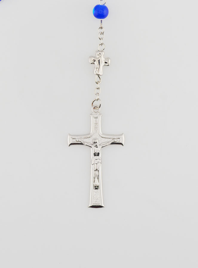 Chapelet Médaille Miraculeuse & Perles Chromées - Bleu Nuit (pic 3)