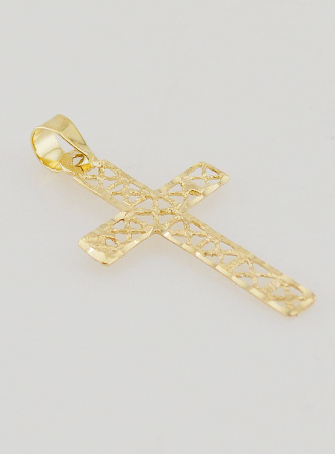 Pendentif Croix Ajourée en Or 9ct - 25mm (pic 3)