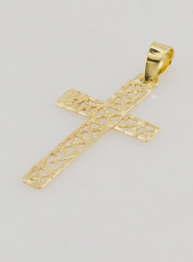 Pendentif Croix Ajourée en Or 9ct - 25mm (pic 4)