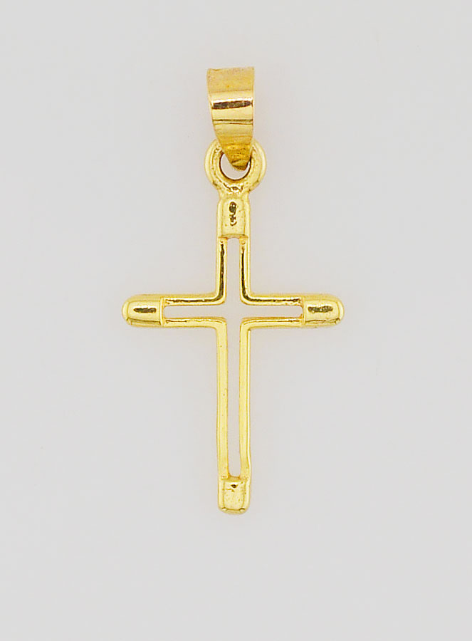 Pendentif Croix Contour 15mm - Or 9ct (pic 1)