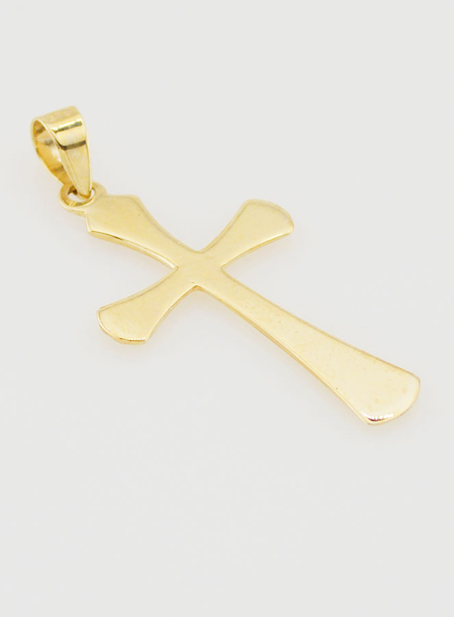 Pendentif Croix Striée 22mm - Or 9ct (pic 4)
