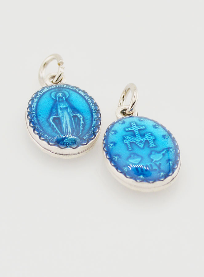 Médaille Miraculeuse Bleue & Argent - 15mm (pic 2)