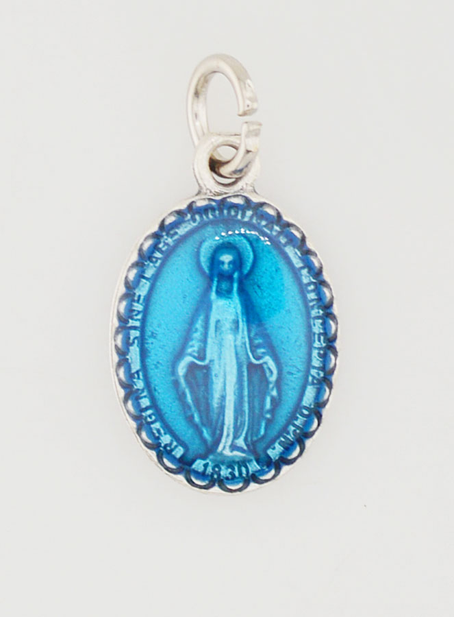 Médaille Miraculeuse Bleue & Argent - 15mm (pic 3)
