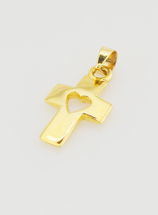 Pendentif Croix & Coeur en Or 9K - 17mm (pic 4)