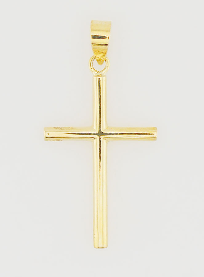 Pendentif Croix Bâton 21mm - Or 9K (pic 1)