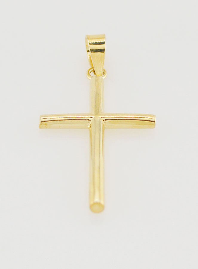 Pendentif Croix Bâton 21mm - Or 9K (pic 2)