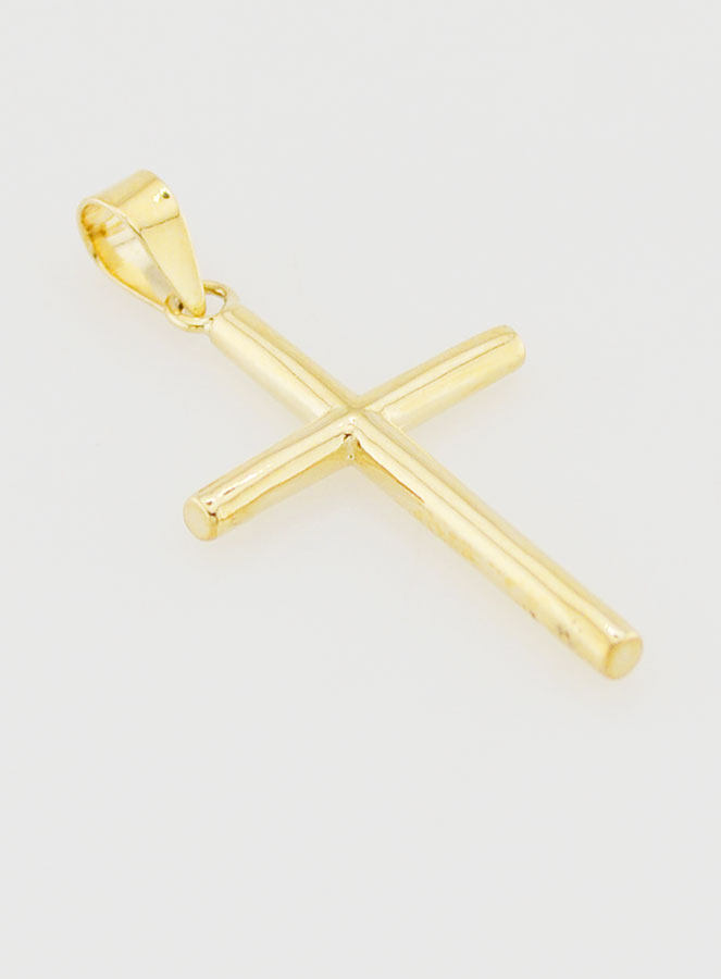 Pendentif Croix Bâton 21mm - Or 9K (pic 3)