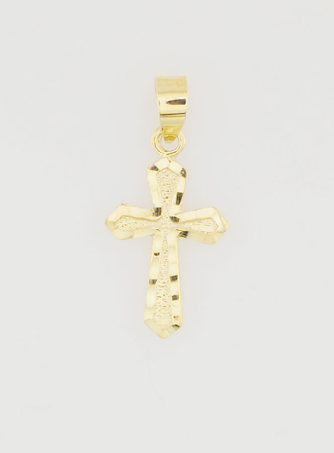 Pendentif Croix Travaillée 15mm - Or 9K (pic 1)