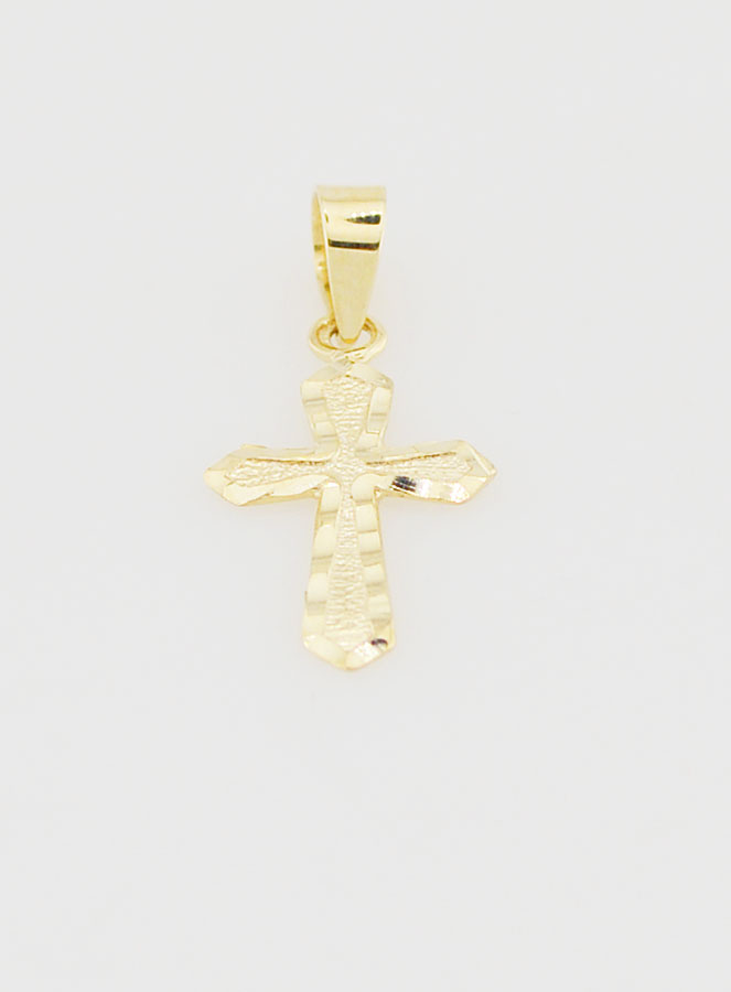 Pendentif Croix Travaillée 15mm - Or 9K (pic 2)