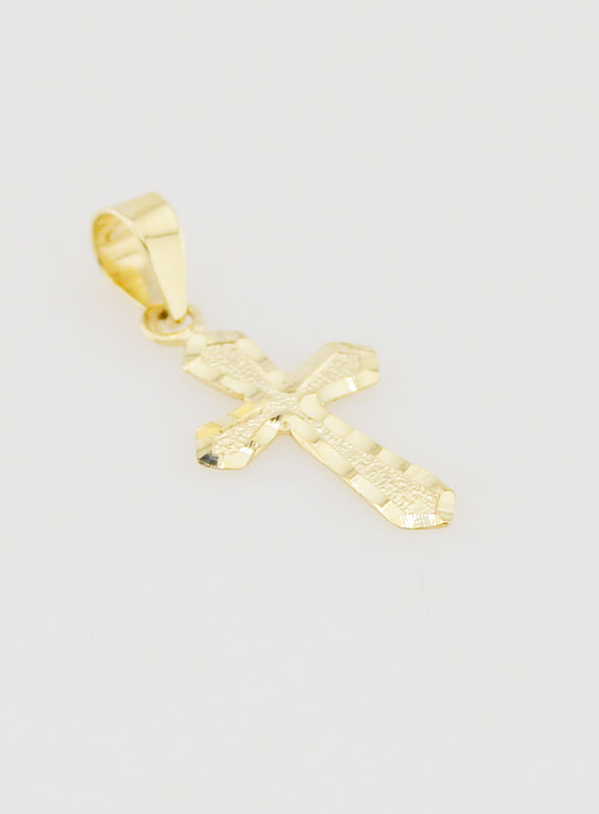 Pendentif Croix Travaillée 15mm - Or 9K (pic 3)