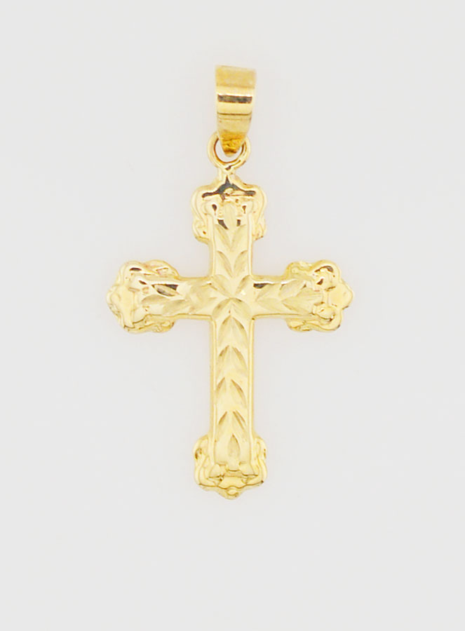Pendentif Croix Baroque 20mm - Or 9K (pic 1)