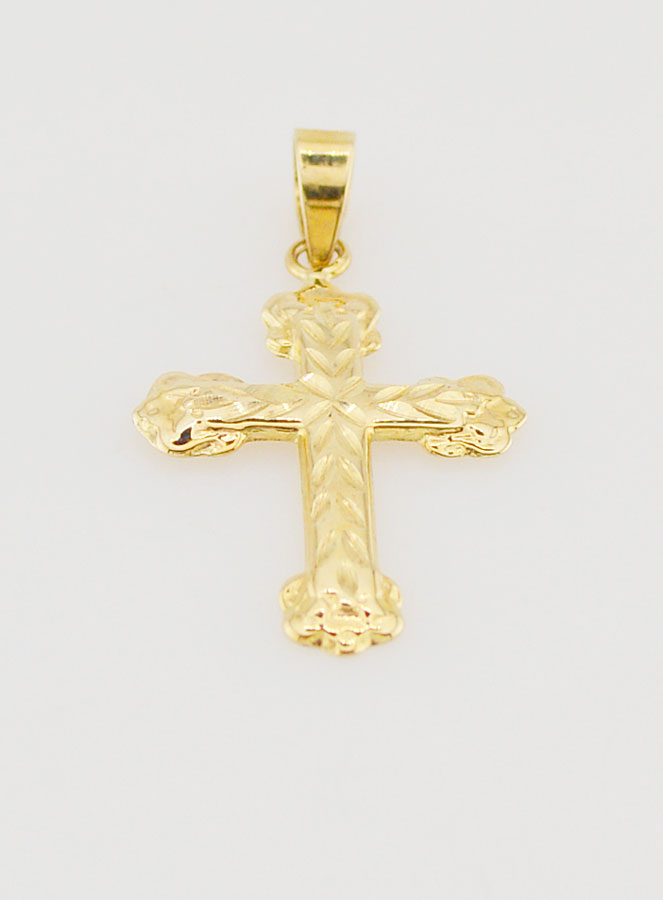 Pendentif Croix Baroque 20mm - Or 9K (pic 2)