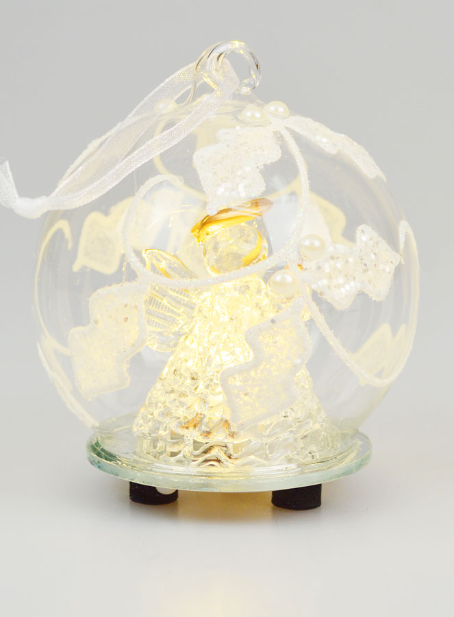 Boule de Noël Lumineuse Ange en Verre - 8cm (pic 3)