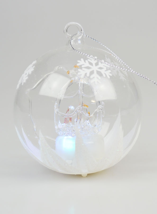 Boule de Noël Lumineuse en Verre 10cm - Nativité (pic 4)