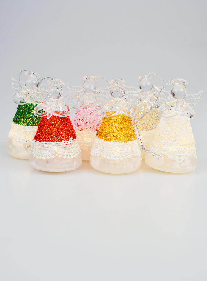 Lot de 6 Anges de Noël Lumineux - 8cm (pic 1)