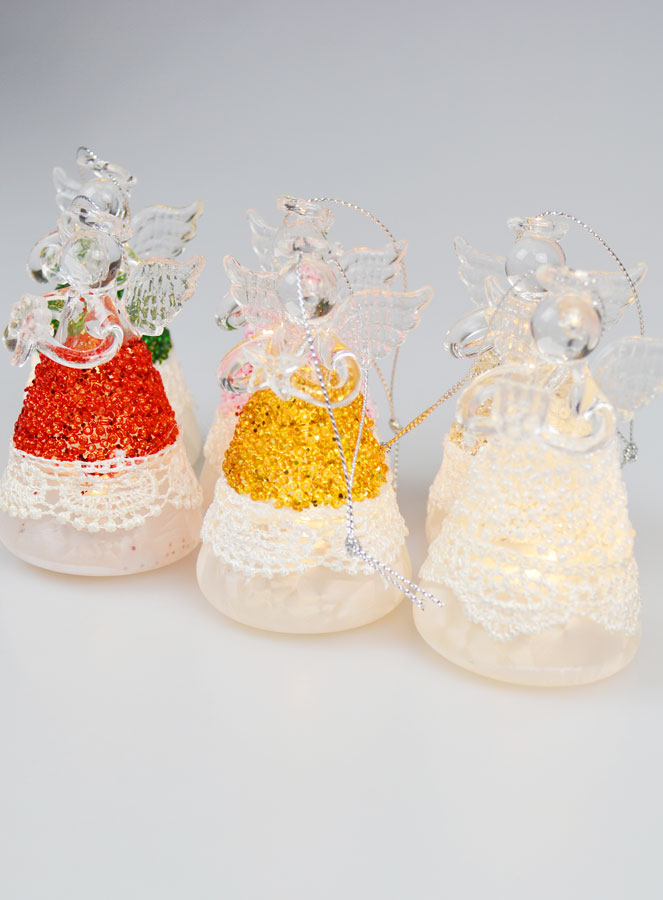 Lot de 6 Anges de Noël Lumineux - 8cm (pic 2)