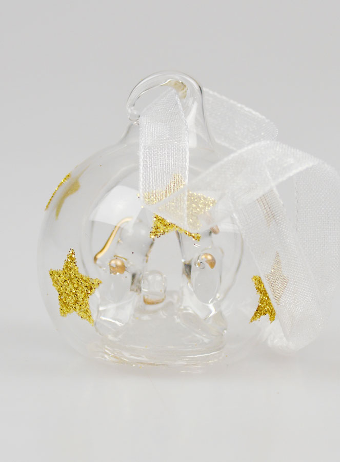 Boule de Noël en Verre Sainte Famille - 4cm (pic 4)