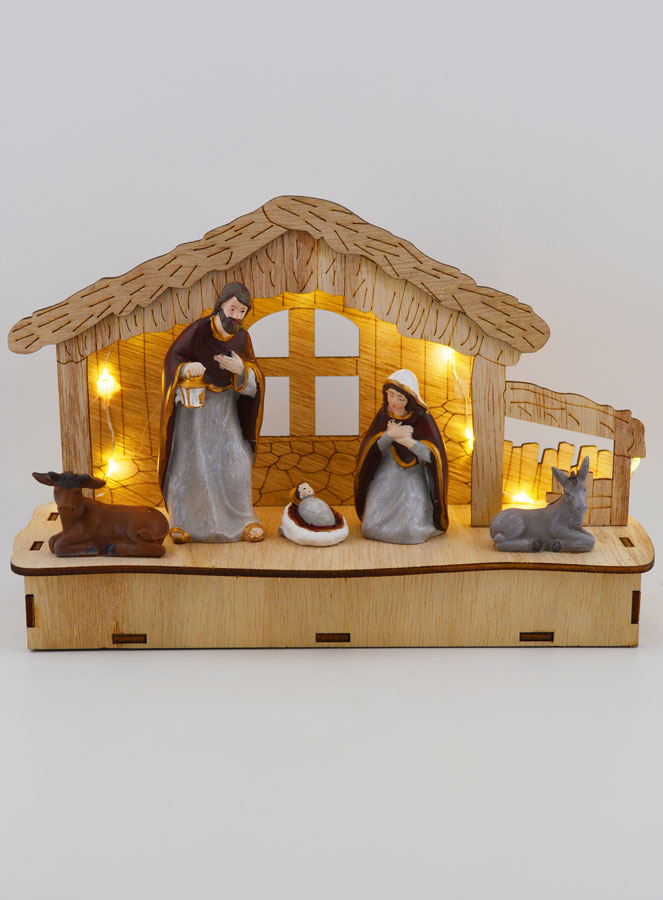 Crèche de Noël Lumineuse Nativité 20cm (pic 1)