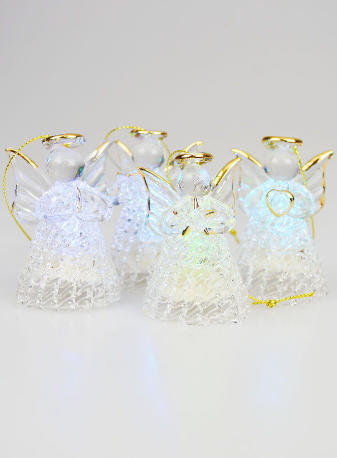 Lot de 4 Anges de Noël Lumineux - 7cm (pic 1)