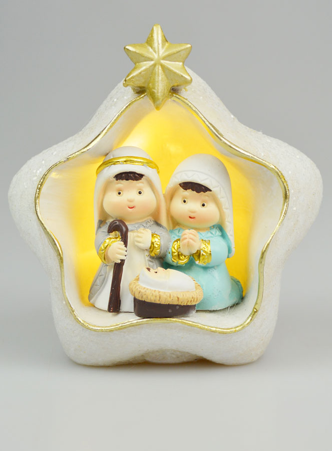 Crèche Nativité Lumineuse Enfantine - 9cm (pic 1)