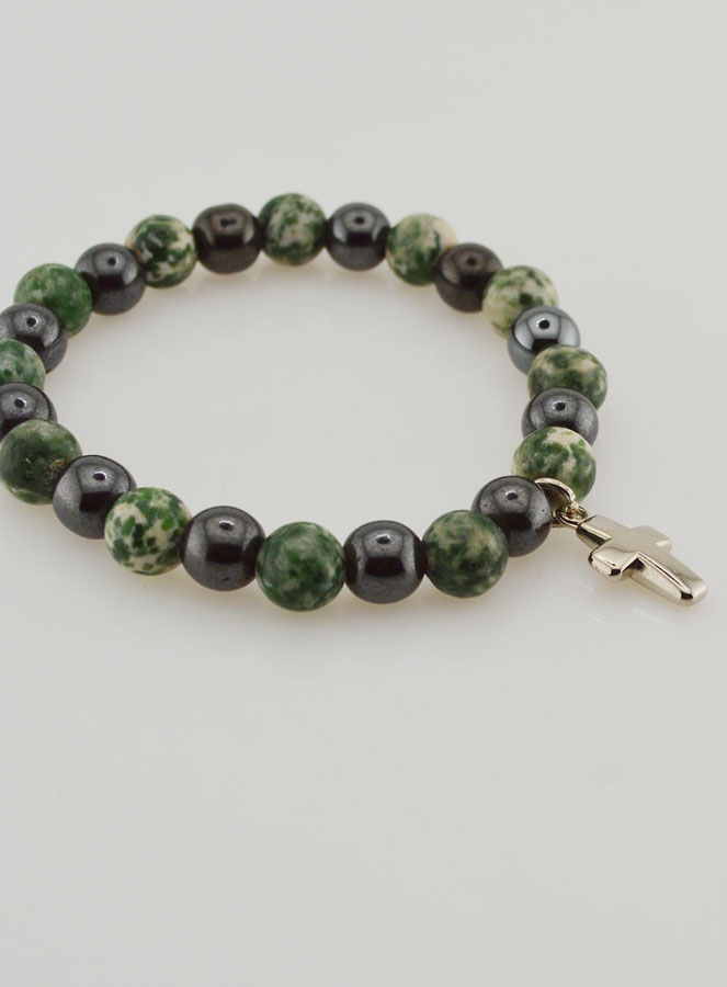 Bracelet en Pierres Naturelles - Agate Arbre & Hématite 8mm (pic 4)