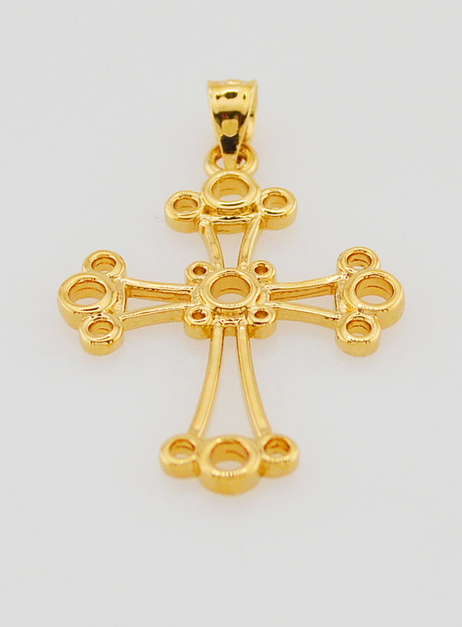 Pendentif Croix Chaldéenne  Plaqué Or - 22mm (pic 2)