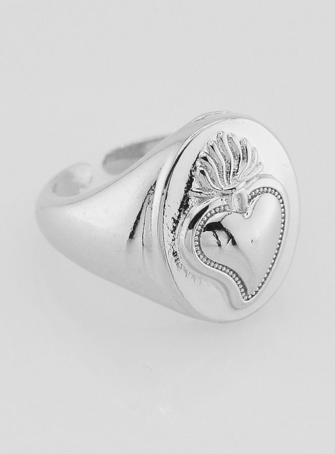 Chevalière Ex Voto en Laiton Argenté Réglable (pic 2)