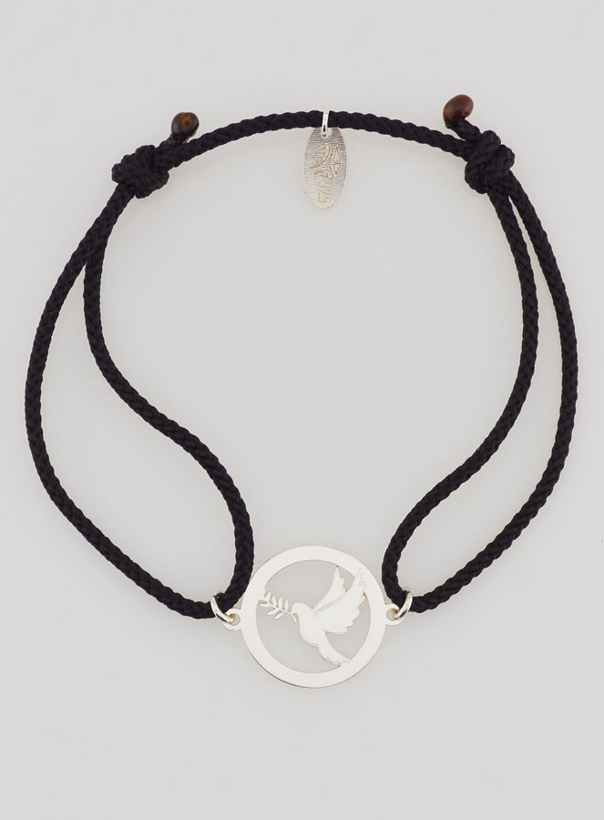 Bracelet Argent et Corde Noire - Esprit Saint (pic 1)