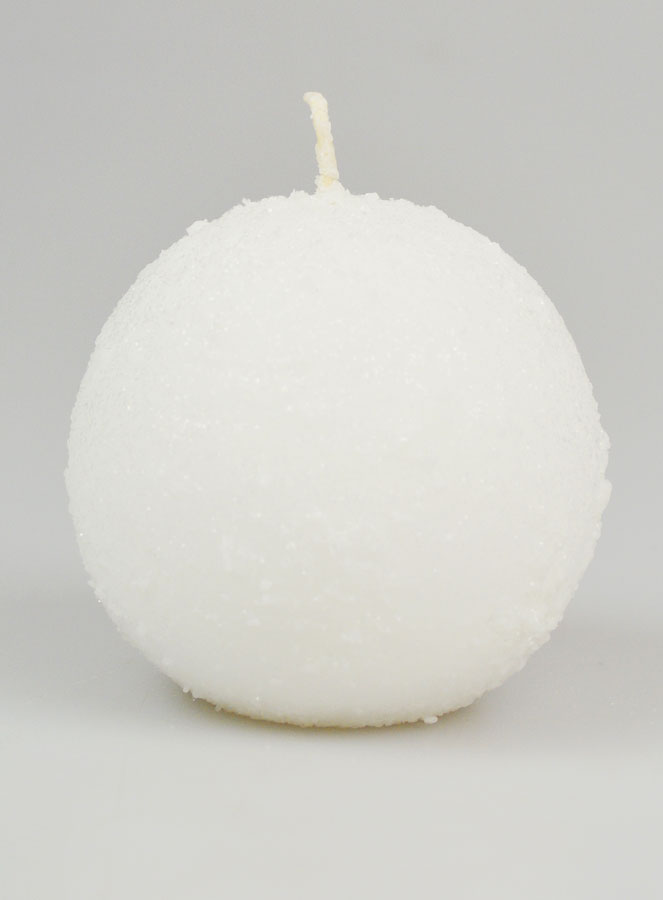 Bougie de Décoration Givrée Sphère 8cm - Blanc (pic 1)