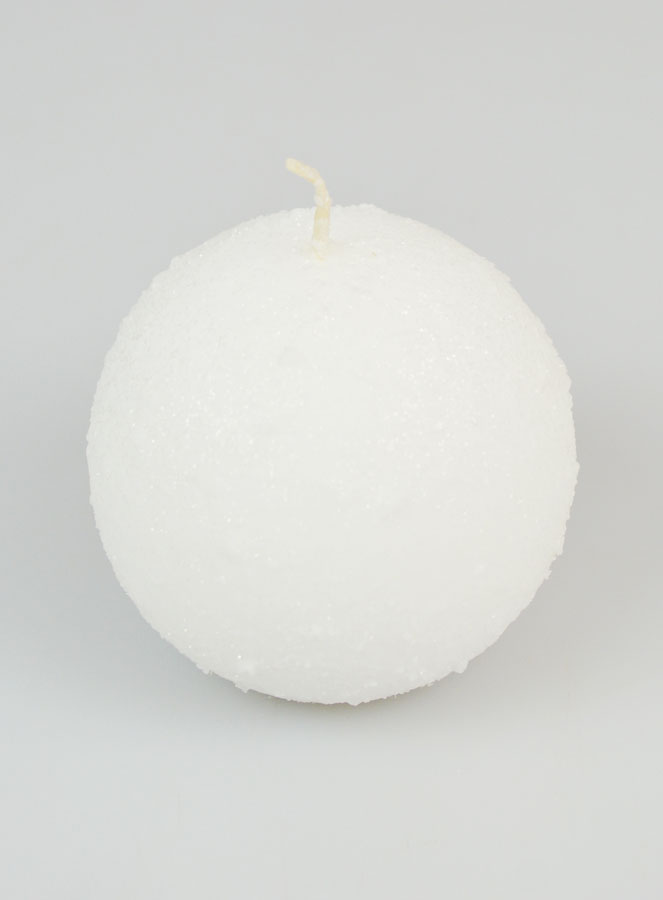 Bougie de Noël Boule Givrée 8cm - Blanc (pic 2)