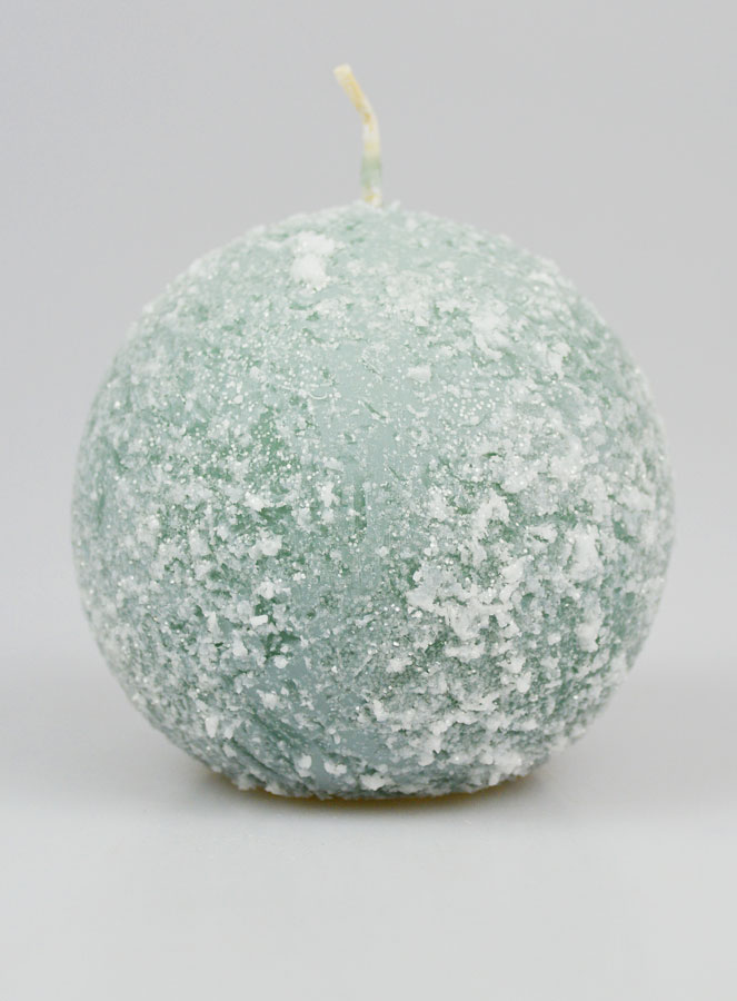 Bougie de Décoration Givrée Sphère 8cm - Vert (pic 1)