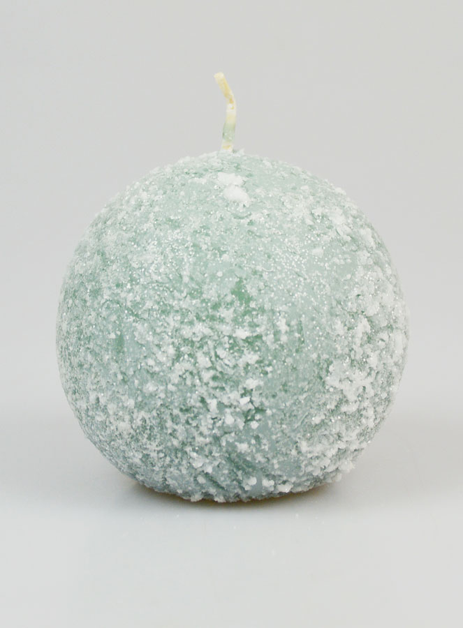 Bougie de Noël Boule Givrée 8cm - Vert (pic 1)