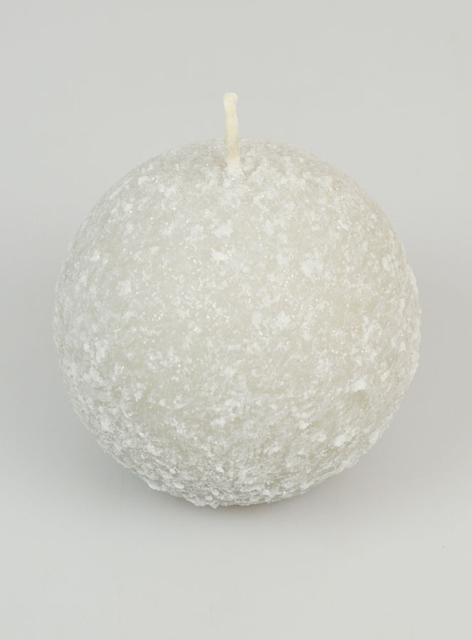Bougie de Noël Boule Givrée 8cm - Argent (pic 2)