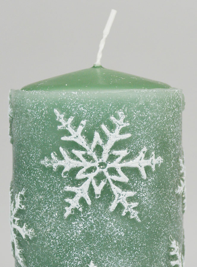 Bougie de Décoration Cristaux de Neige - Vert Sapin (pic 3)