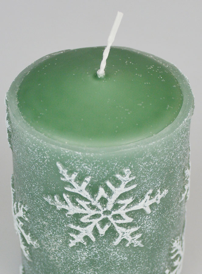 Bougie de Décoration Cristaux de Neige - Vert Sapin (pic 4)