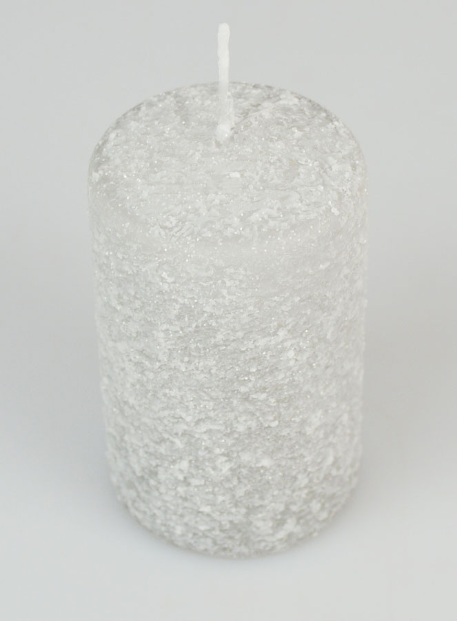 Bougie de Noël Effet Givré 10cm - Argent (pic 2)