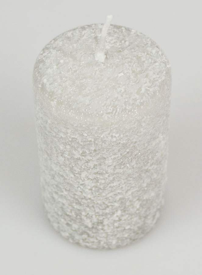 Bougie de Décoration Givrée 10cm - Argent (pic 2)