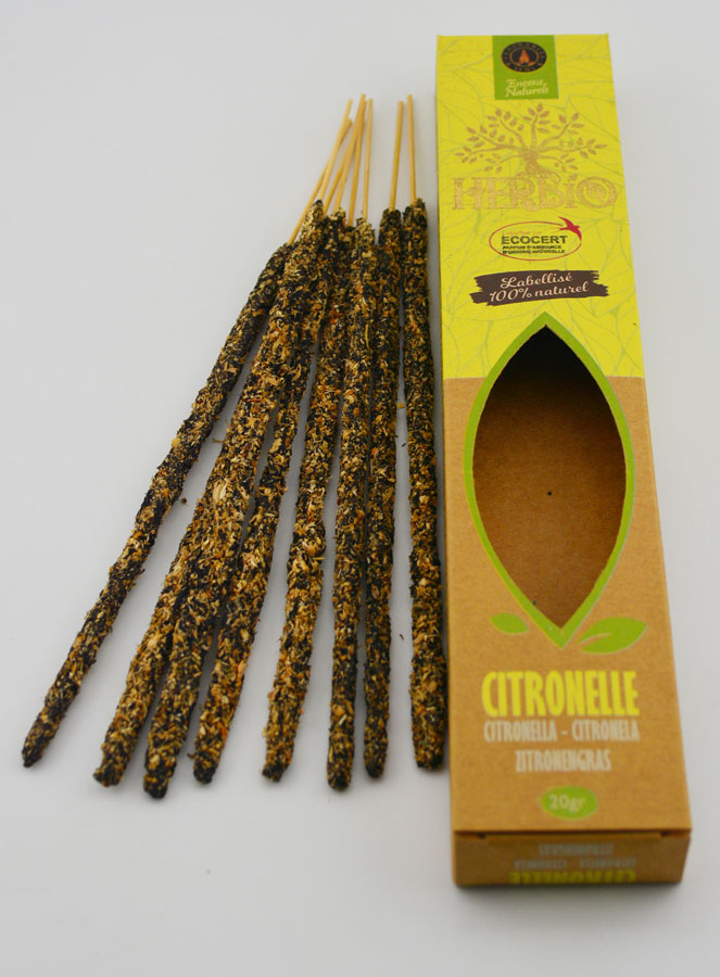 Bâtonnets d'Encens HERBIO Ecocertifiés - Citronnelle 20g (pic 2)