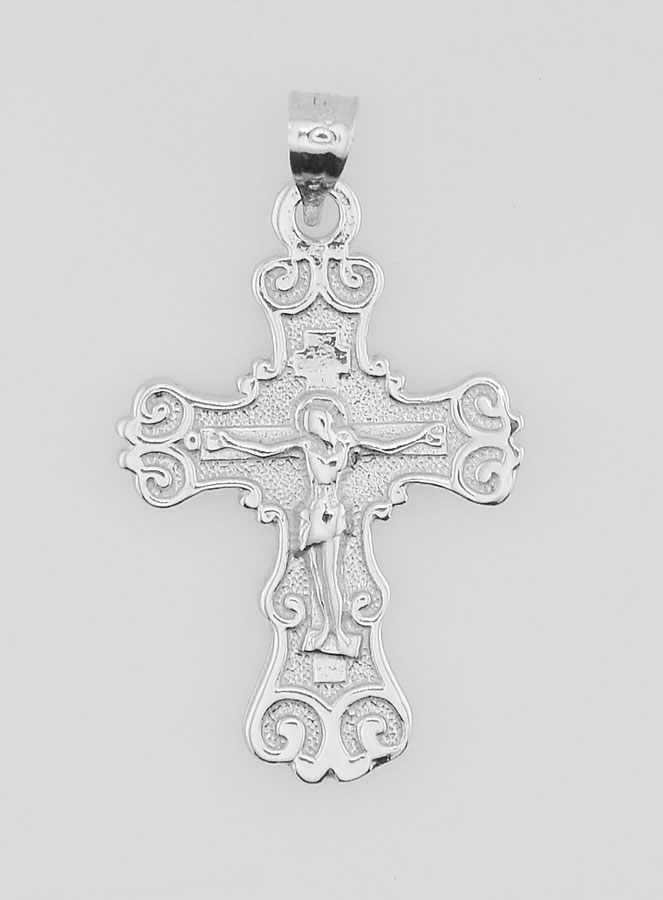 Pendentif Croix Large Arabesque en Argent - 20mm (pic 1)