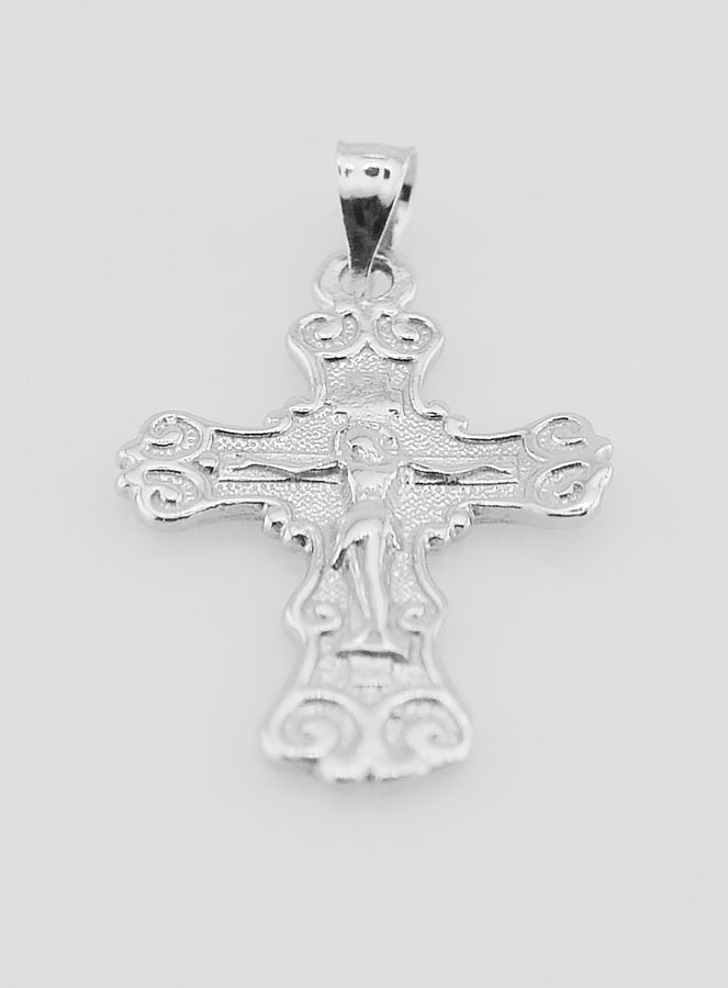 Pendentif Croix Large Arabesque en Argent - 20mm (pic 2)