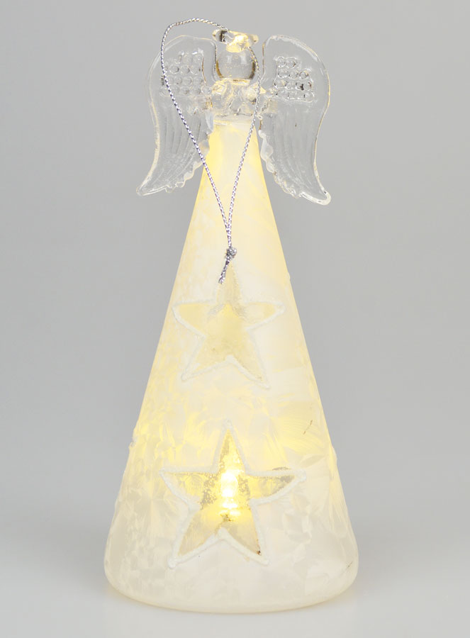 Ange de Noël en Verre Lumineux 15cm - Étoiles (pic 4)