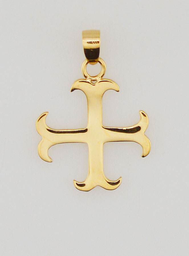 Pendentif Croix Templière Inox Doré - 15mm (pic 1)