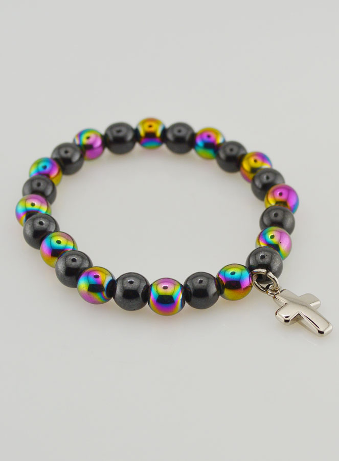 Bracelet Avec Croix - Hématite & Titane de Quartz (pic 4)