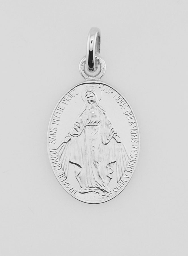 Médaille Miraculeuse Or Blanc 18k - 20mm (pic 1)