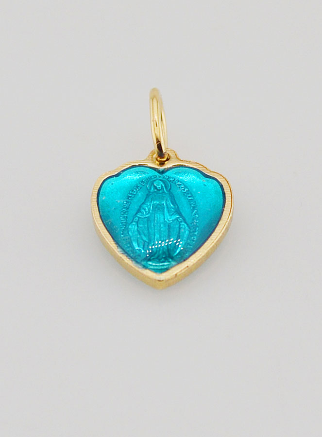 Médaille Miraculeuse Bleue en Forme de Coeur - 10mm (pic 2)
