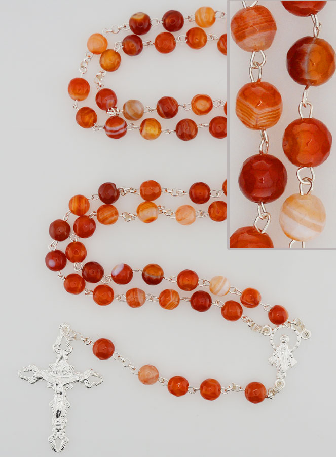 Chapelet Vierge Miraculeuse Argent  925 & Cornaline (pic 1)