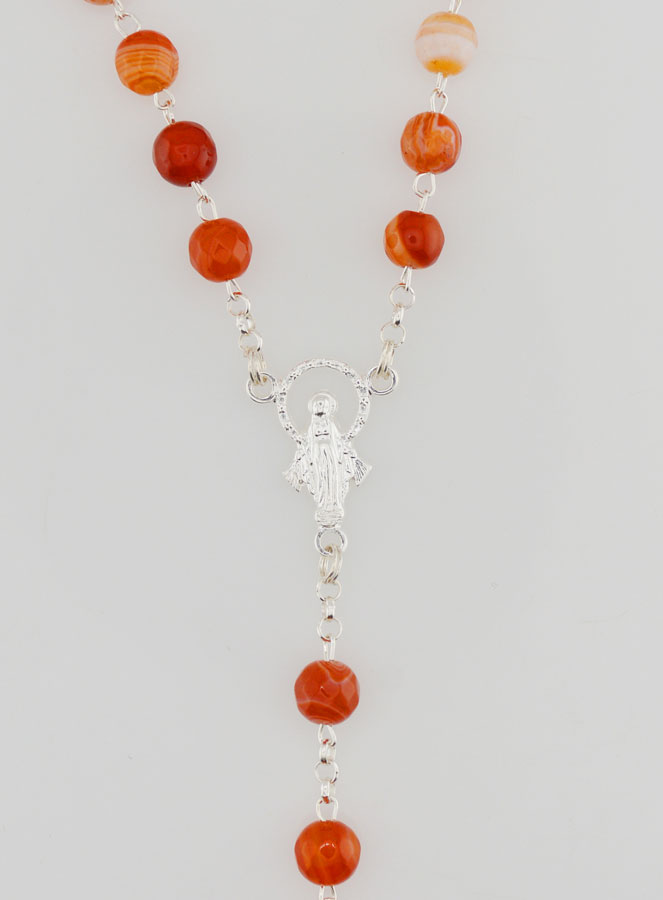 Chapelet Vierge Miraculeuse Argent  925 & Cornaline (pic 4)