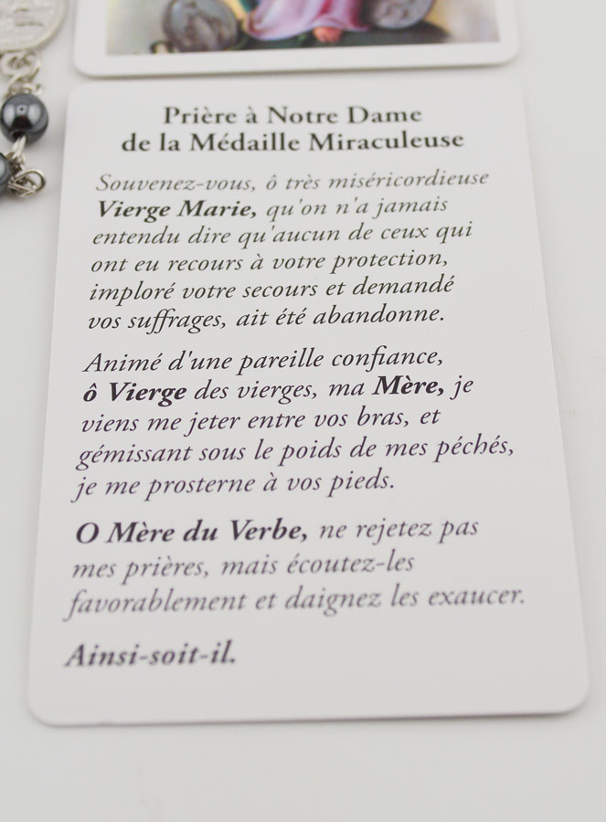 Chapelet Perles & Carte Vierge Miraculeuse (pic 4)