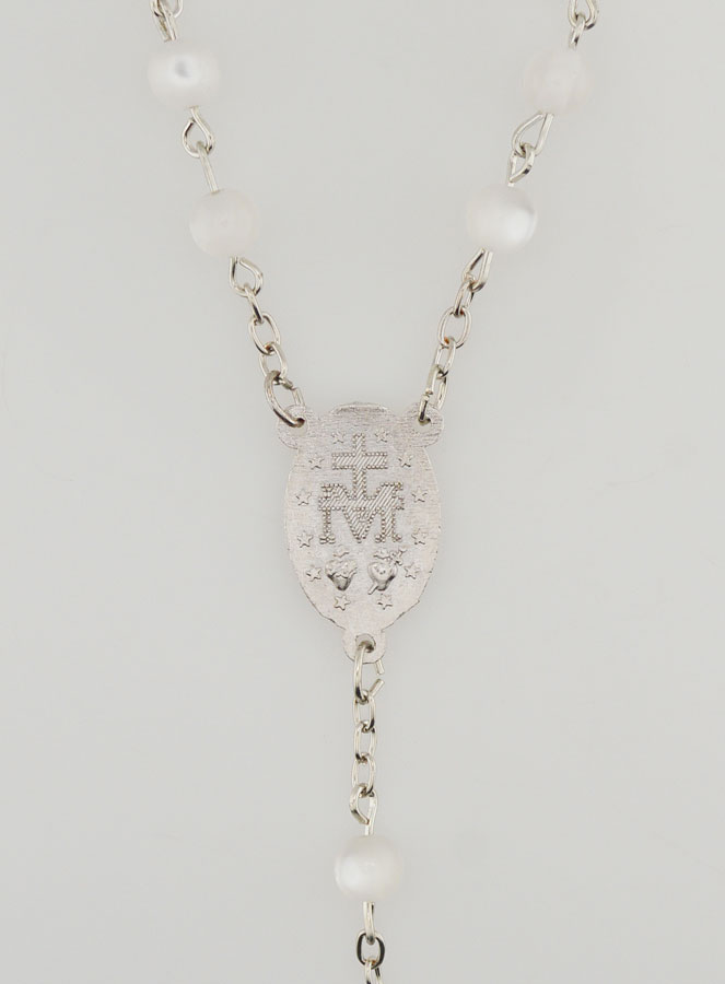Chapelet Vierge Miraculeuse & Perles Blanches (pic 4)